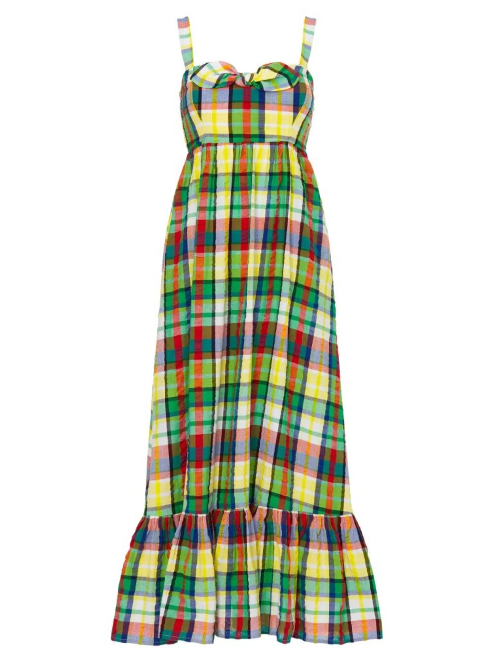 Kate Spade Coastal Plaid Bow Maxi Dress Seersucker Corset top Sundress Midi 6 - Picture 4 of 12